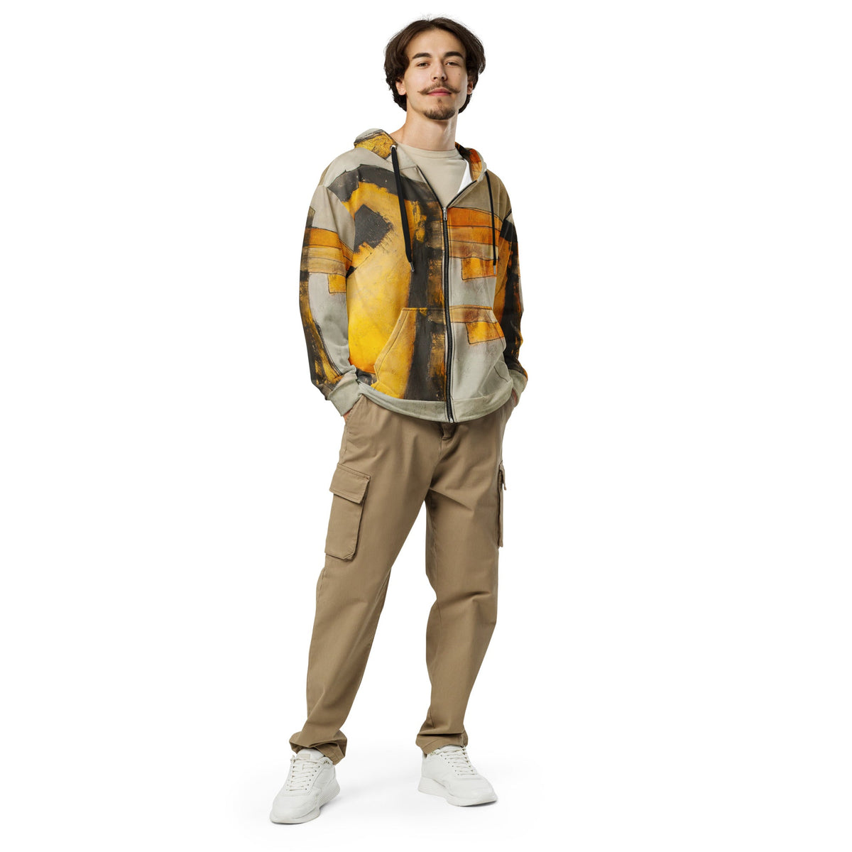 Hoodie mit Kunstmotiv ERDFEUER von Frank Rebl