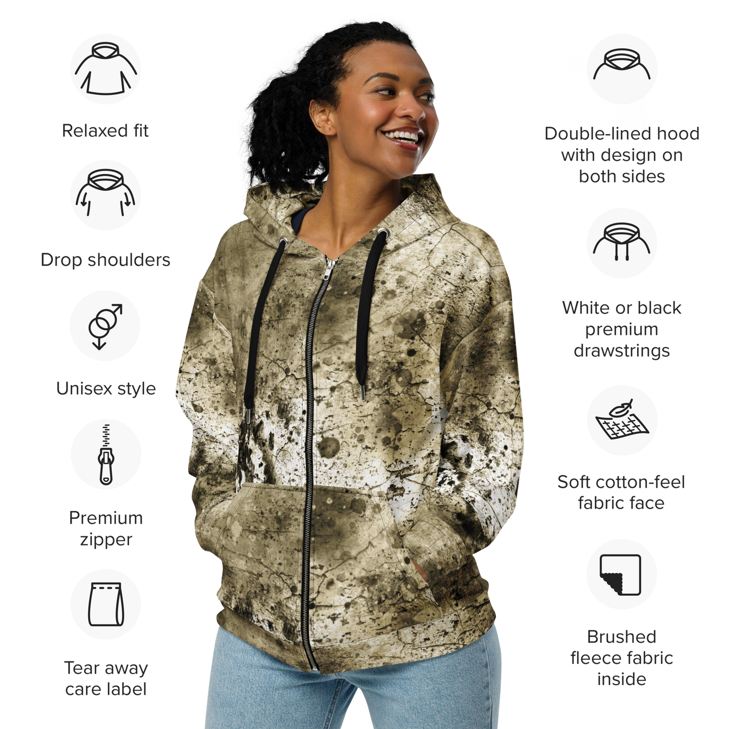 GRUNGE Unisex zip hoodie